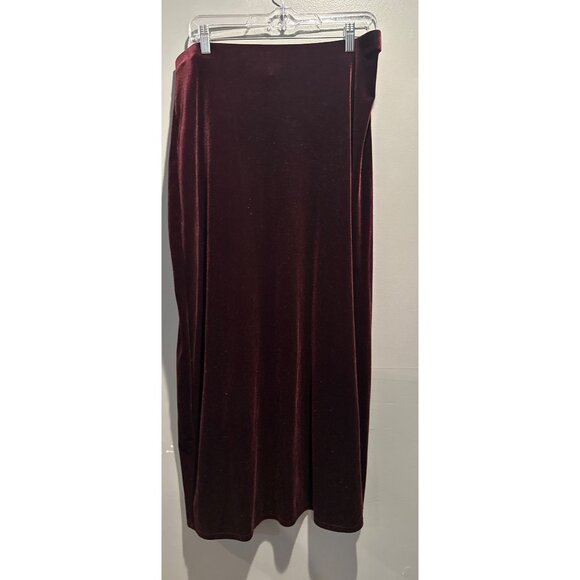 First Issue Women’s XL Burgundy Velour Midi Skirt Soft Luxe Fall Winter Chic y2k - Picture 2 of 6